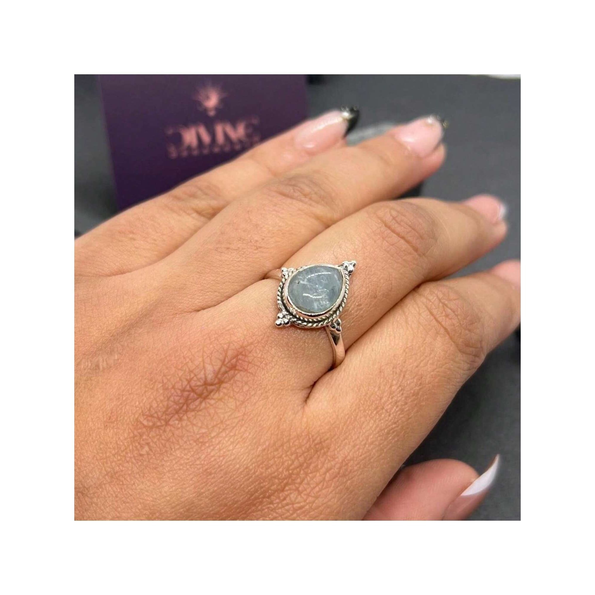 925 Silver Pear Shape Gemstone Ring